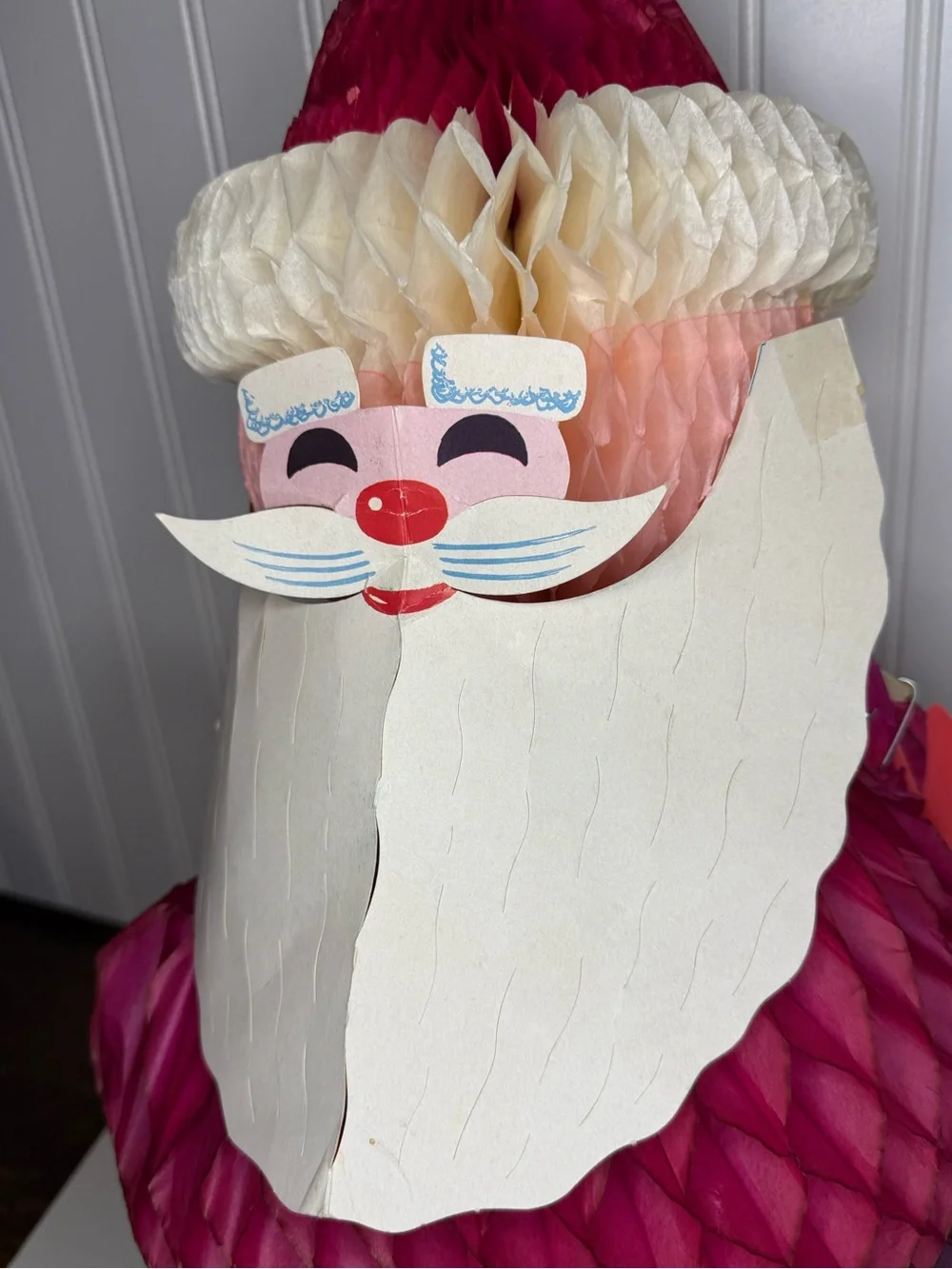 Vintage mid century Danish honeycomb accordion Santa Christmas decor